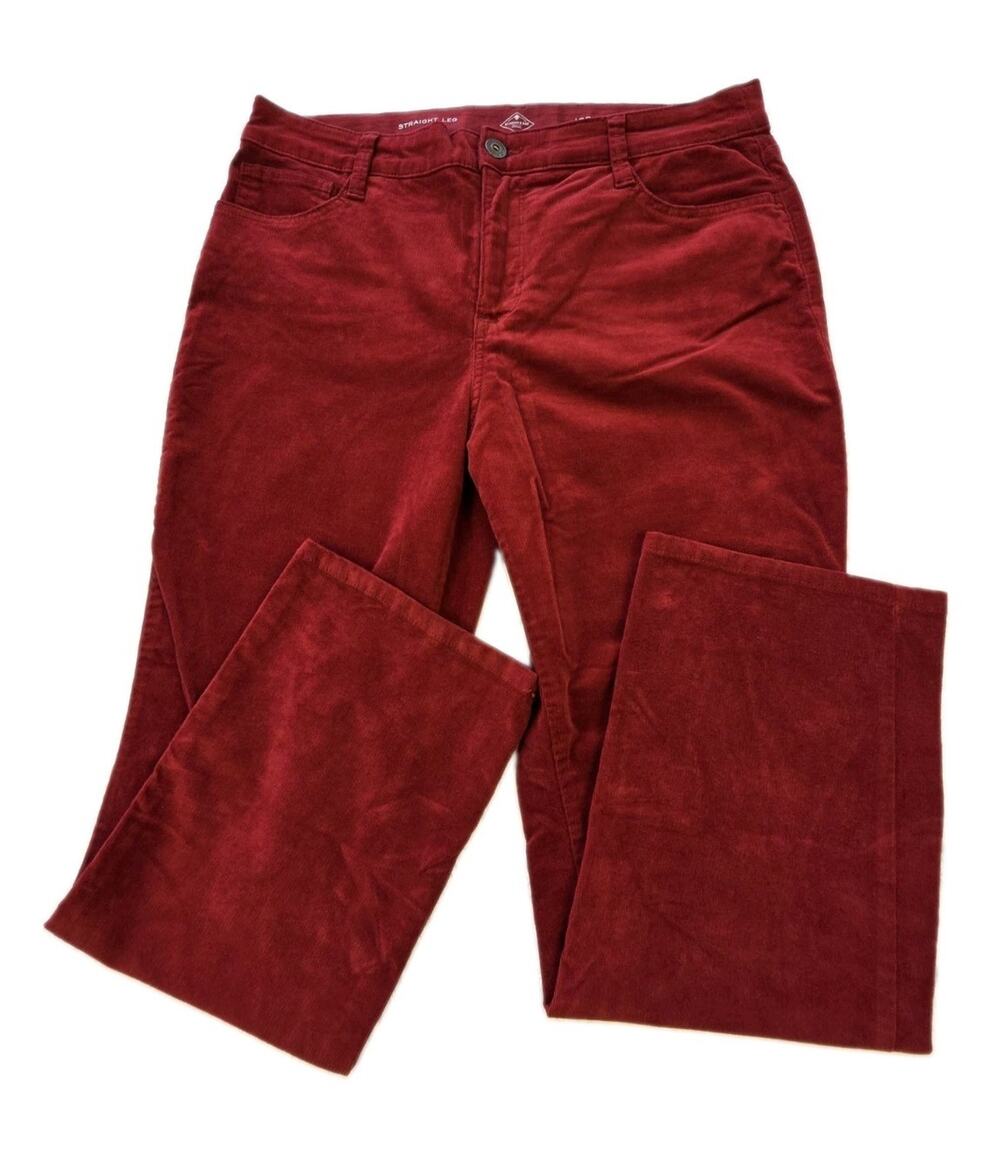 St John's Bay Women's 16P Corduroy Pants Burgundy Straight Leg Classic Preppy